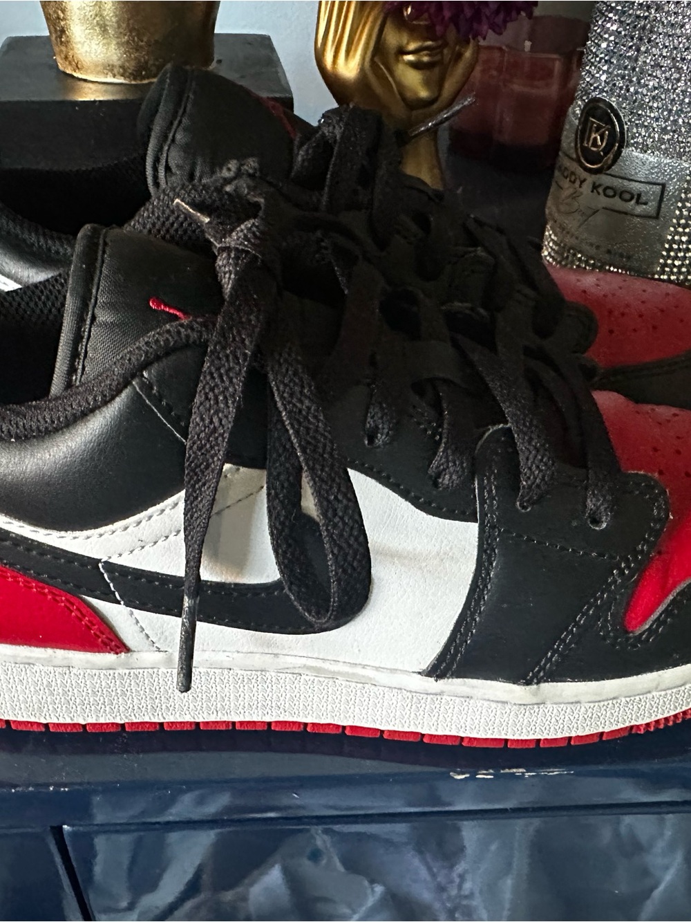 Jordan Kids Black White and Red Low-Top Sneakers